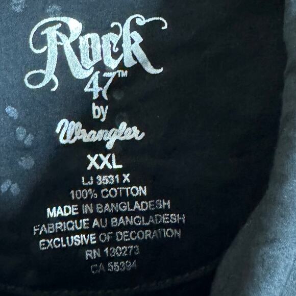 Wrangler Rock‎ 47 Western Snap Closure Long Sleeve Studded Top Women’s XXL Black - Picture 10 of 11